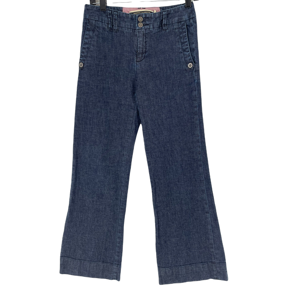 Daughters of the Liberation Womens Sailor Crop Jeans Button Fly Size 0 Blue